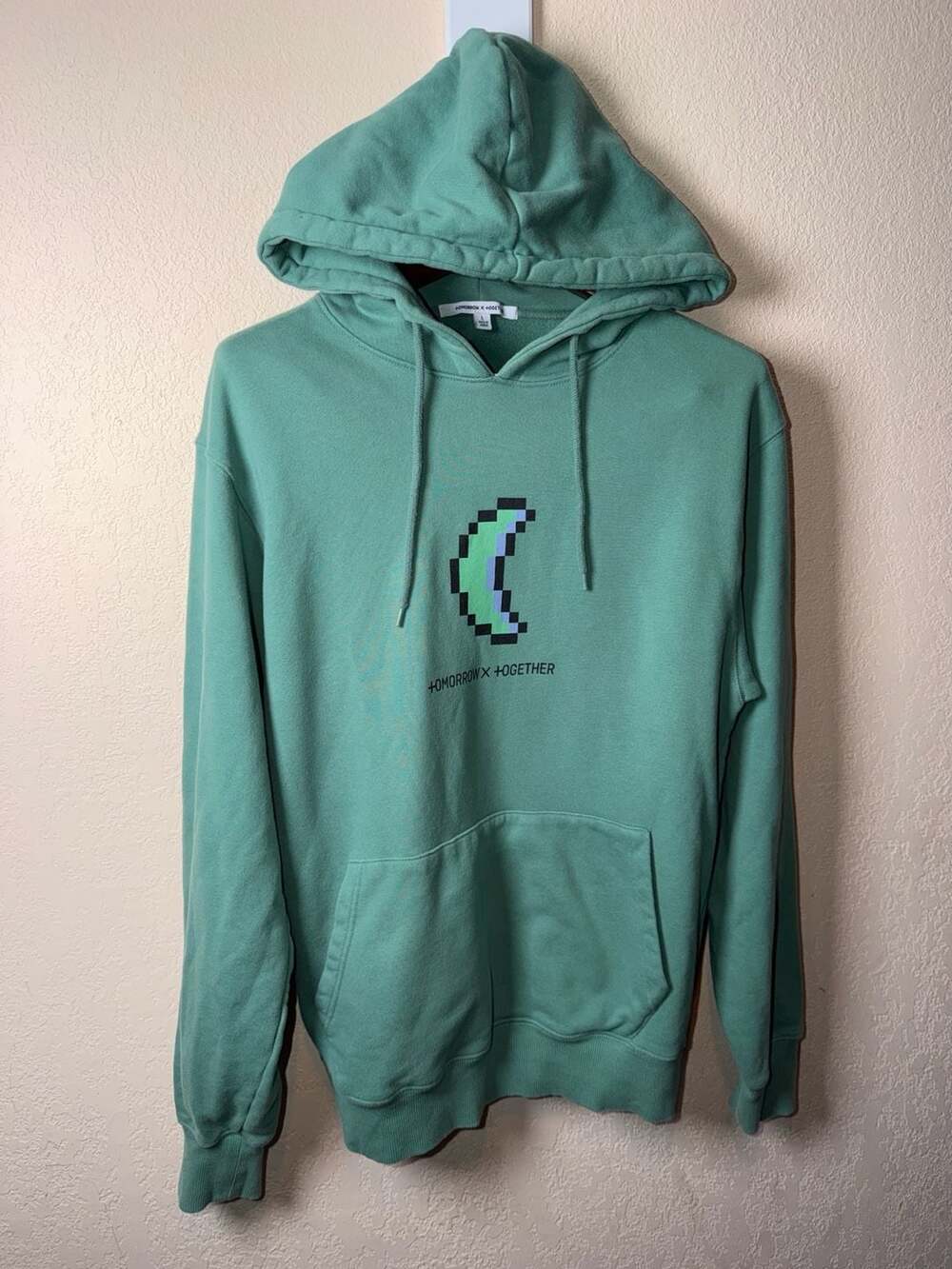 TOMORROW X TOGETHER TXT Blue Hour Pixel Moon Hoodie Green Size L